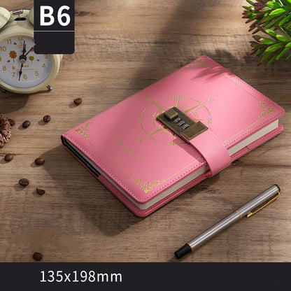 Password Book Retro Style College Student Diary With Lock Notebook