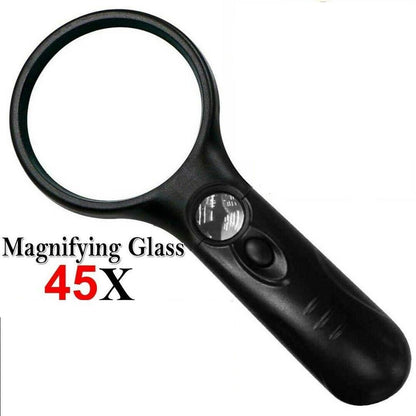 Double Lens Racket Handheld High Power Reading Plastic Magnifying Glass With Light