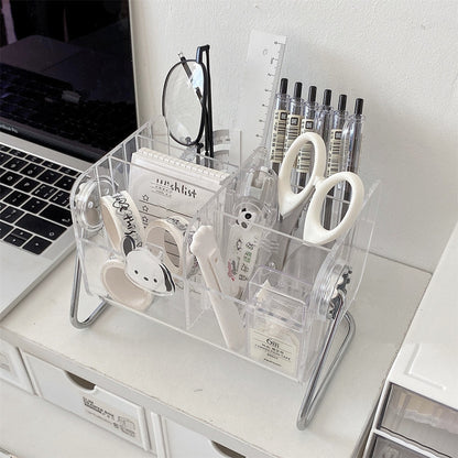 Transparent Acrylic Pen Holder Desktop Office Stationery Storage Box