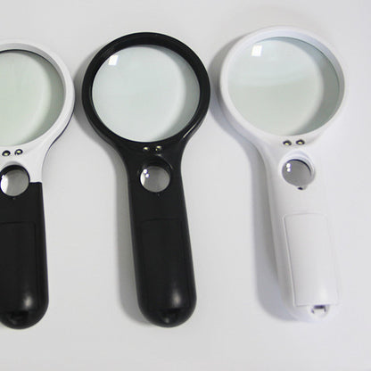 Double Lens Racket Handheld High Power Reading Plastic Magnifying Glass With Light