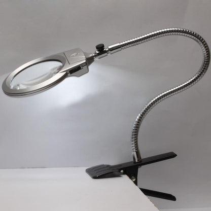 New Lighted Clip-on Table Top Desk LED Lamp Reading Large Lens Magnifying Glass with Clamp