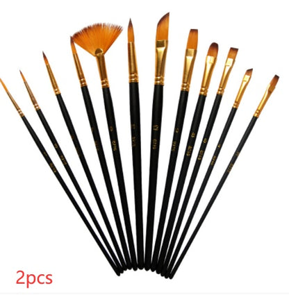 Set Of 12 Watercolor Acrylic Paint Brushes, Art Painting Pens, Nylon Brushes