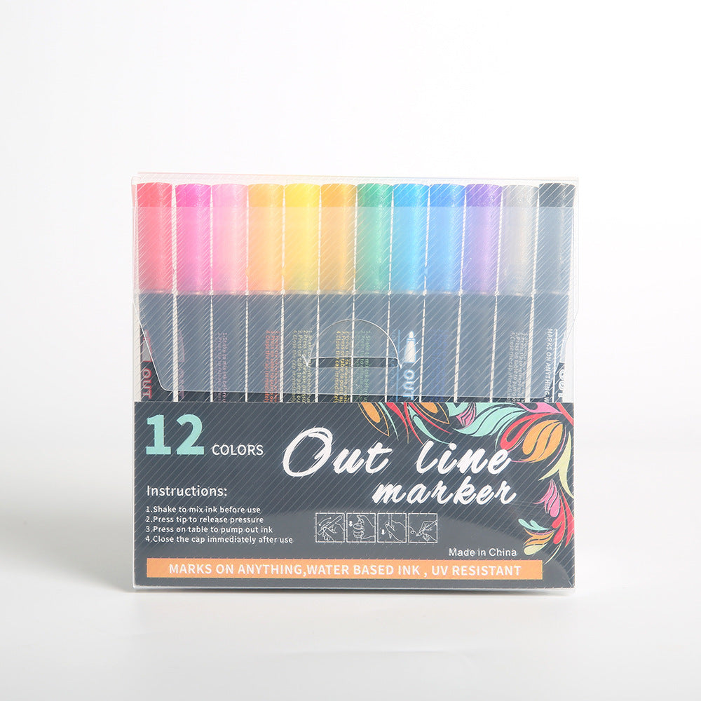 High-gloss Color Marker Silver Outline Marker