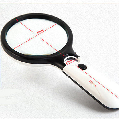 Double Lens Racket Handheld High Power Reading Plastic Magnifying Glass With Light