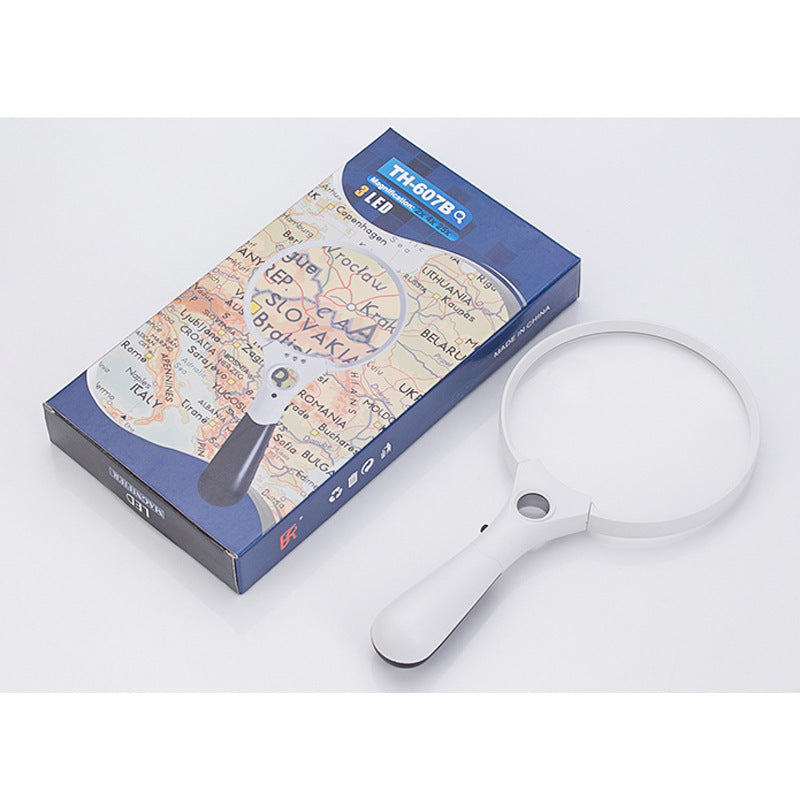 Handheld Magnifying Glass With Three LED Lights