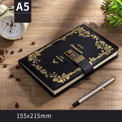 Password Book Retro Style College Student Diary With Lock Notebook