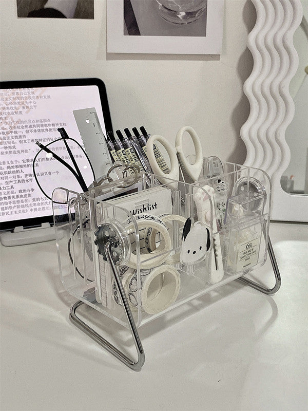 Transparent Acrylic Pen Holder Desktop Office Stationery Storage Box