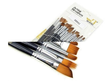 12 Nylon Hair Paint Brush Set Artist Watercolor Acrylic Oil