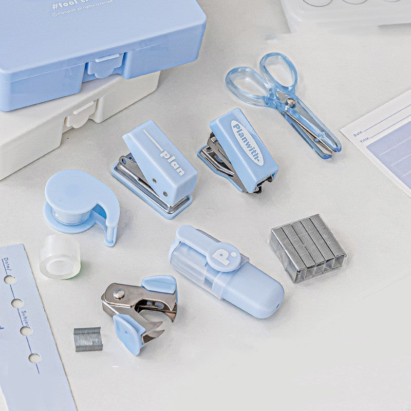 Planwith Upgraded Version Tool Box Efficiency Sets Good-looking Portable Puncher Stapler Tool Box Set