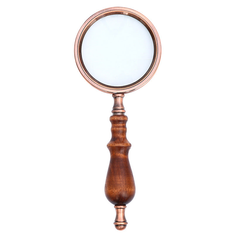 Wooden Handle Retro High-grade Optical Glass Ebony Wood Magnifying Glass