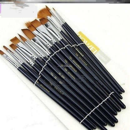 12 Nylon Hair Paint Brush Set Artist Watercolor Acrylic Oil