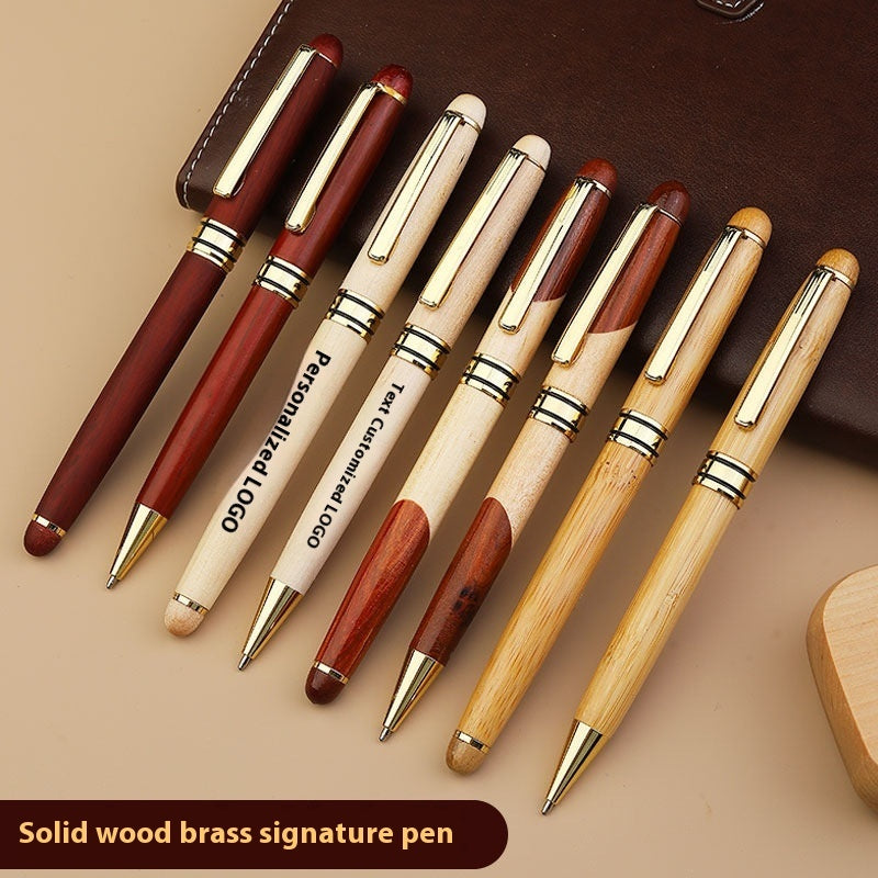 Wholesale Bamboo Wooden Metal Ball Signature Pen Business Student Graduation Gift Lettering