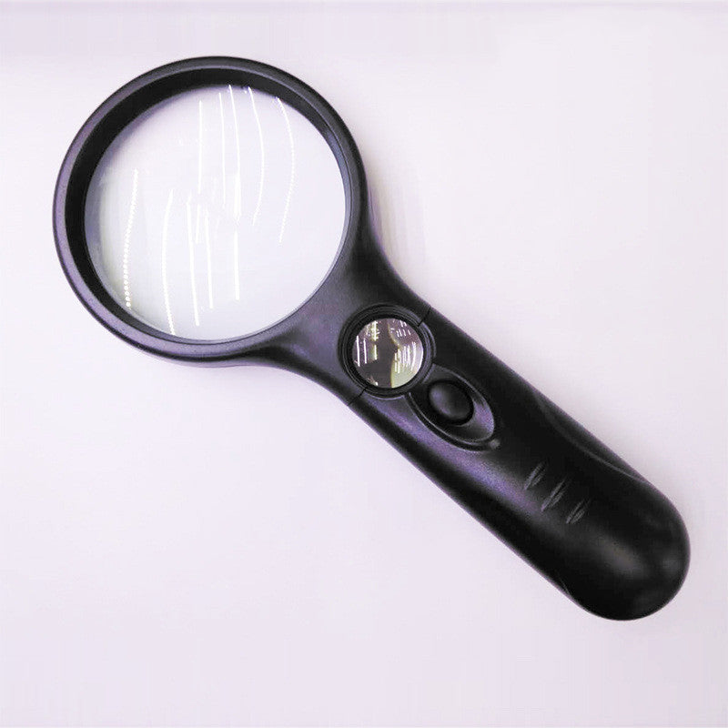 Double Lens Racket Handheld High Power Reading Plastic Magnifying Glass With Light