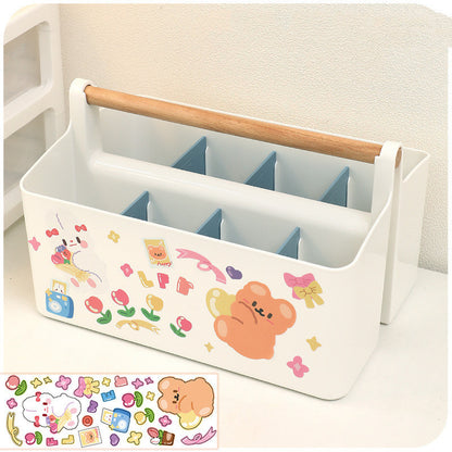 Children's Large Capacity Portable Compartment Pencil Holder Stationery Storage Box