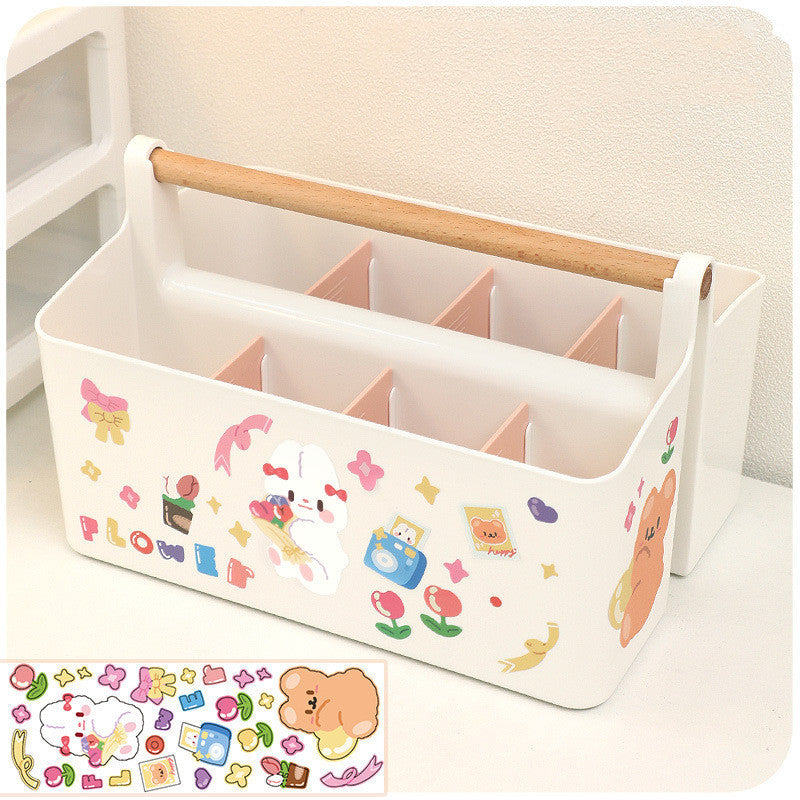 Children's Large Capacity Portable Compartment Pencil Holder Stationery Storage Box