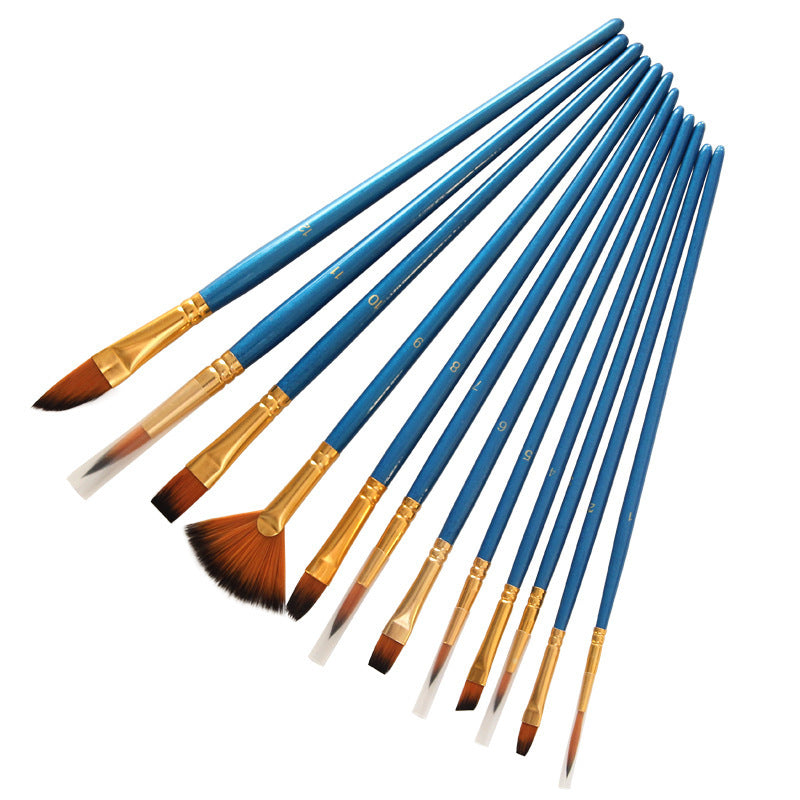 Set Of 12 Watercolor Acrylic Paint Brushes, Art Painting Pens, Nylon Brushes