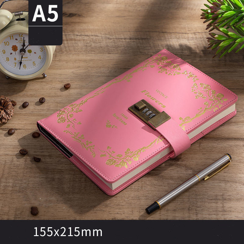 Password Book Retro Style College Student Diary With Lock Notebook